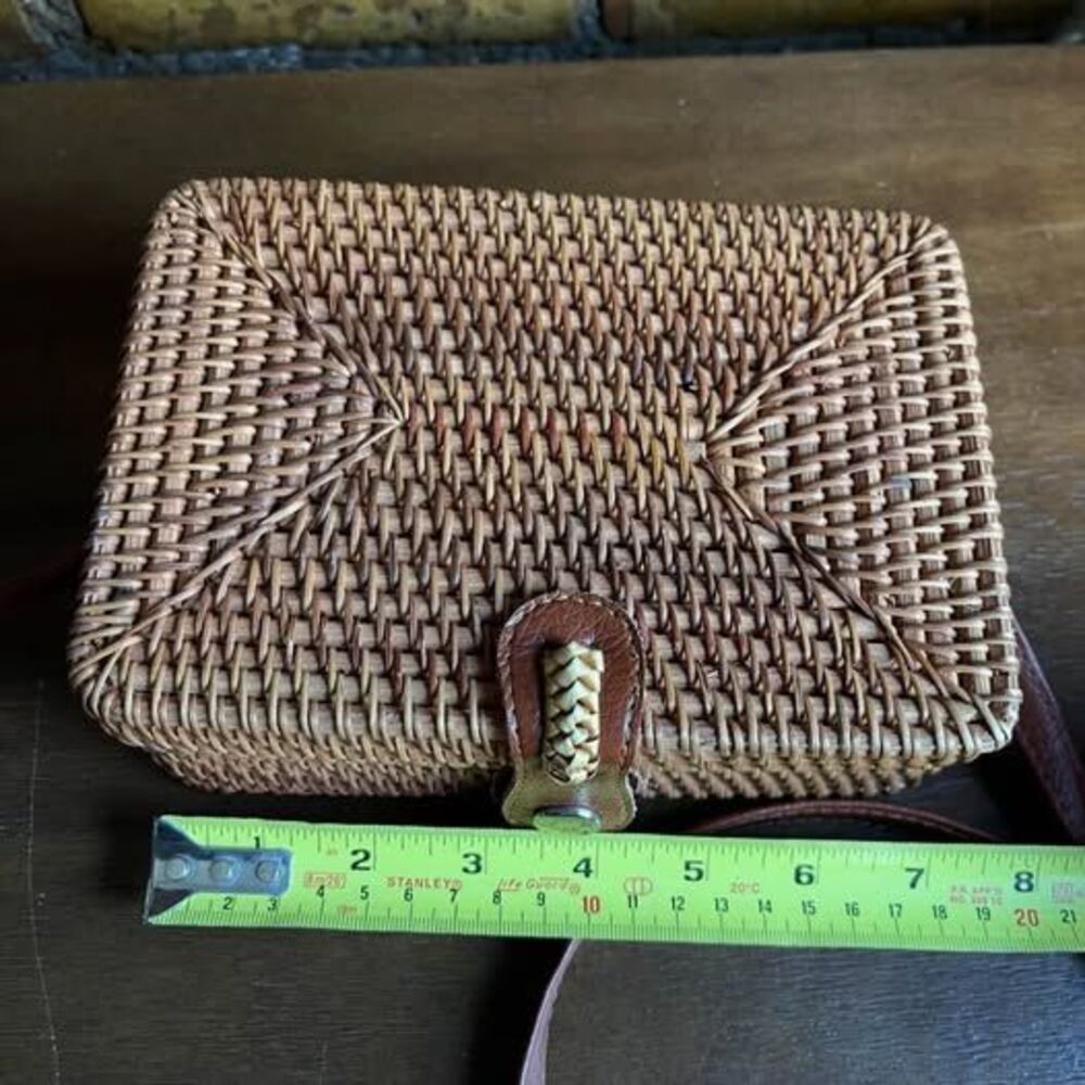 Mini Woven Rattan Square Bag - Picture 8 of 10